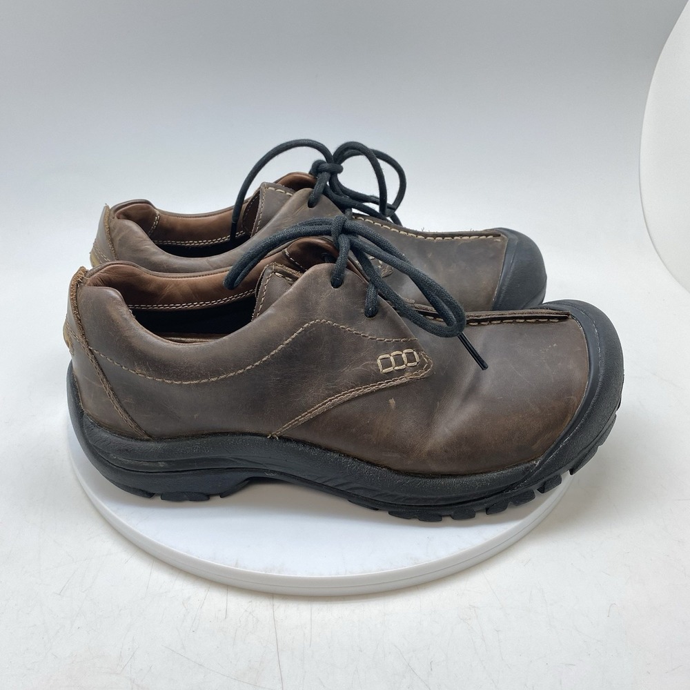 Keen Shoes Mens 8 Boston II Brown Leather Casual Comfort Leather Lace Up Oxfords